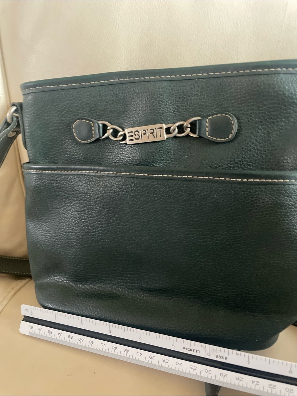Esprit Dark Green Leather Crossbody Bag - Y2K Leather in GREAT SHAPE!